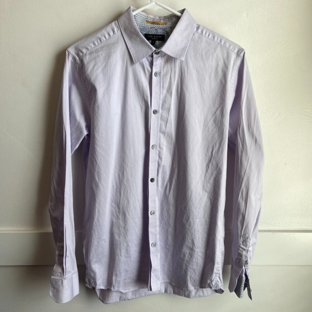 Ted Baker London Light Purple Button Down Long Sleeve Dress Shirt